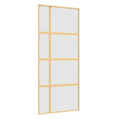 vidaXL Posuvné dvere zlaté 90x205 cm matné ESG sklo a hliník