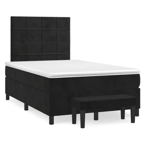 vidaXL Posteľný rám boxspring s matracom čierny 120x200 cm zamat