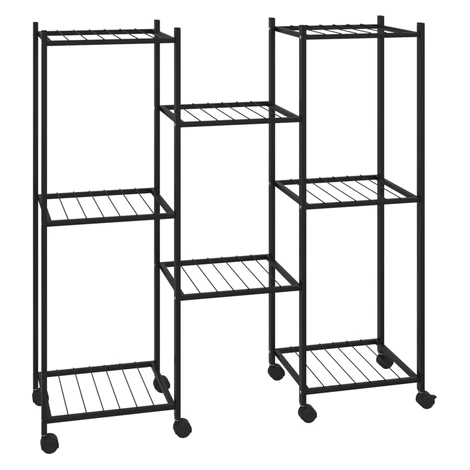 vidaXL Stojan na kvety s kolieskami 83x25x83,5 cm čierny železný