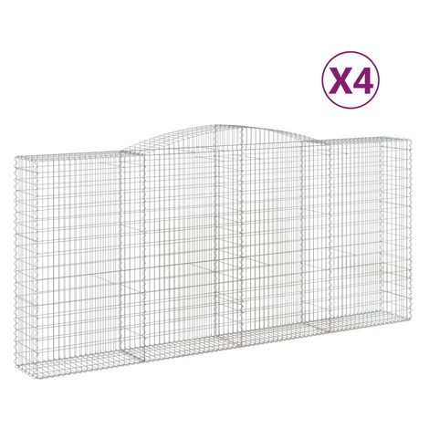 vidaXL Oblúkové gabiónové koše 4ks 400x50x180/200cm pozinkované železo