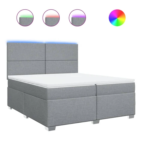vidaXL Posteľný rám boxsping s matracom bledosivý 200x200 cm látka