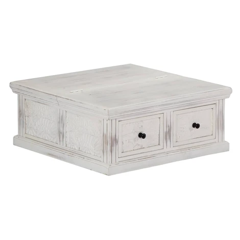 vidaXL Konferenčný stolík, biely 70x70x30 cm, mangový masív