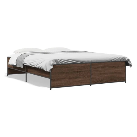 vidaXL Posteľný rám hnedý dub 150x200 cm kompozitné drevo a kov