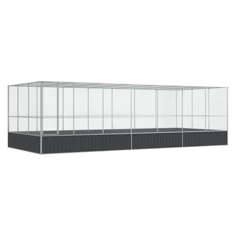 vidaXL Voliéra s nadstavcom strieborná 725x307x212 cm oceľ