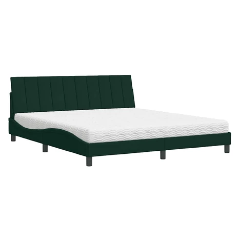 vidaXL Posteľ s matracom Hanko tmavozelený 180x200 cm zamat
