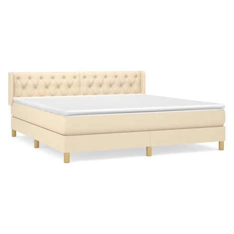 vidaXL Posteľný rám boxspring s matracom krémový 160x200 cm látka