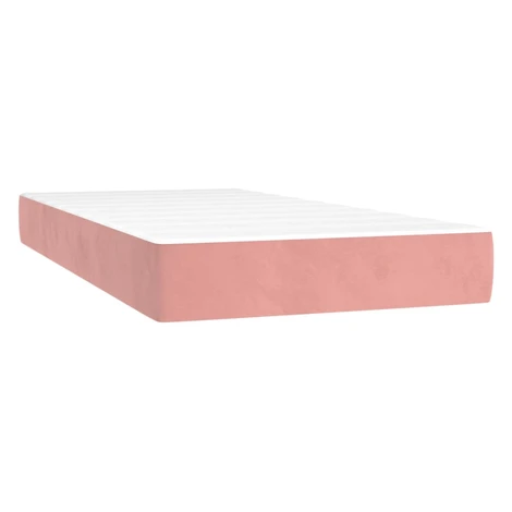vidaXL Matrac s taštičkovými pružinami stredná tvrdosť ružový 90x190x20 cm zamat