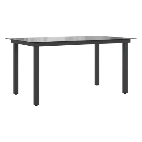vidaXL Záhradný stôl, čierny 150x90x74 cm, hliník a sklo