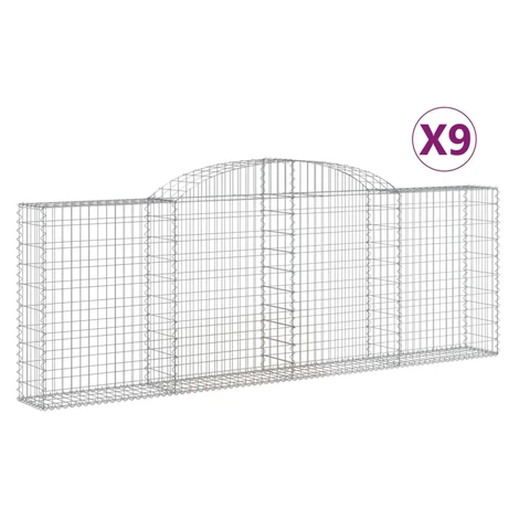 vidaXL Oblúkové gabiónové koše 9ks 300x30x100/120cm pozinkované železo