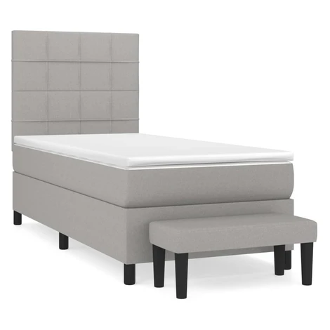 vidaXL Posteľný rám boxsping s matracom bledosivý 90x190 cm látka