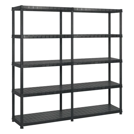 vidaXL Regál s 5 úložnými poličkami čierny 183x45,7x185 cm plastový