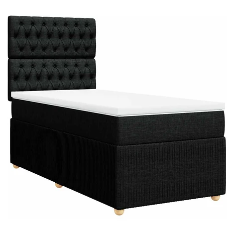 vidaXL Posteľný rám boxspring s matracom čierny 90x200 cm látka