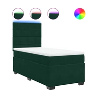 vidaXL Posteľný rám boxsping s matracom tmavozelený 90x200 cm zamat