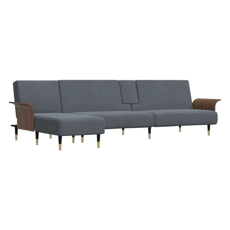 vidaXL Pohovka v tvare L tmavosivĂˇ 279x140x70 cm zamat
