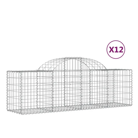 vidaXL OblĂşkovĂ˝ gabionovĂ˝ kĂ´Ĺˇ 12 ks 200x50x60/80 cm pozinkovanĂ© Ĺľelezo