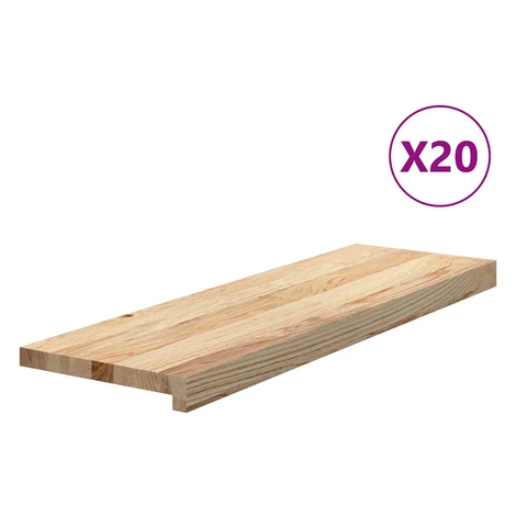 vidaXL Schodiskové stupne 20 ks 80x25x2 cm neošetrený dubový masív