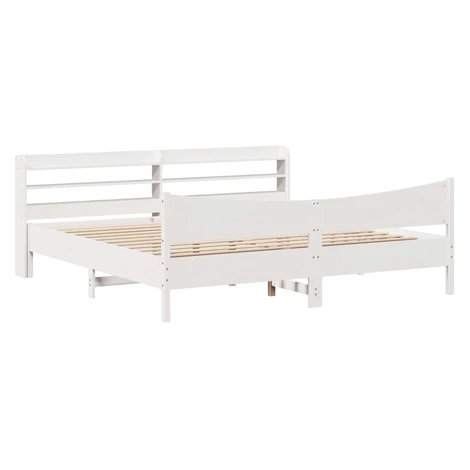 vidaXL Posteľný rám s čelom biely 200x200 cm masívna borovica