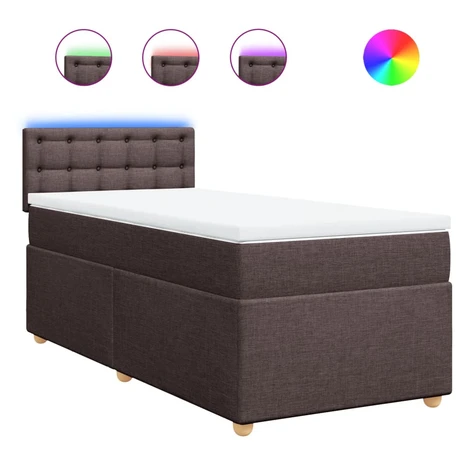 vidaXL Posteľný rám boxsping s matracom hnedý 90x200 cm látka
