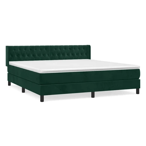 vidaXL Posteľný rám boxsping s matracom tmavozelený 160x200 cm zamat