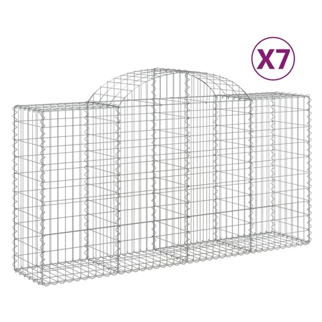 vidaXL Oblúkové gabiónové koše 7ks 200x50x100/120cm pozinkované železo
