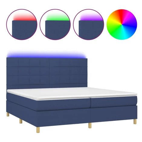 vidaXL Posteľ boxsping s matracom a LED modrá 200x200 cm látka