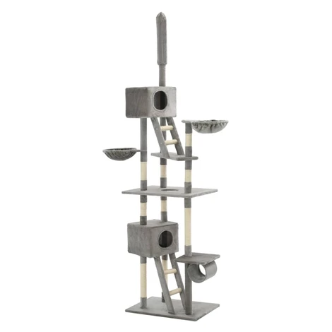 vidaXL Škrabadlo pre mačky so sisalovými stĺpikmi 230-260 cm, sivé