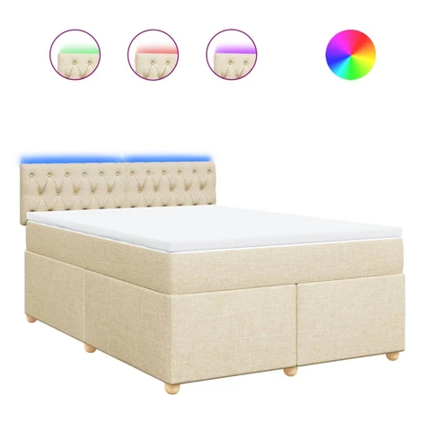 vidaXL Posteľný rám boxspring s matracom krémový 160x200 cm látka
