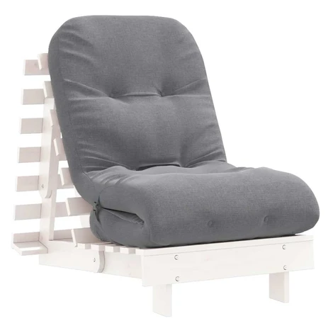 vidaXL Rozkl. futonová pohovka s matracom biela 60x206x11 cm borovica