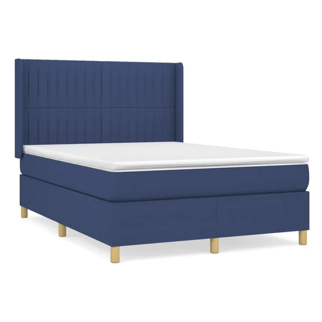 vidaXL Posteľný rám boxspring s matracom modrý 140x200 cm látka