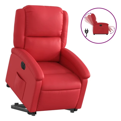 vidaXL Elektrické zdvíhacie sklápacie kreslo červené umelá koža