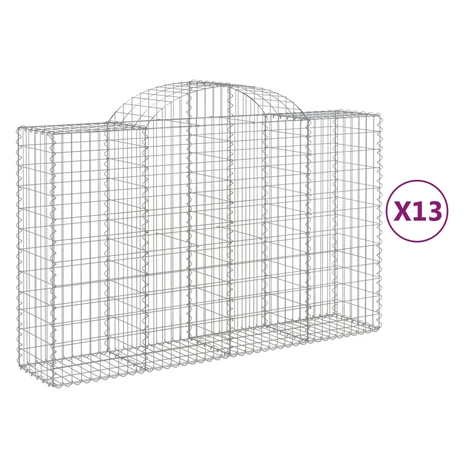 vidaXL Oblúkové gabionové koše 13 ks 200x50x120/140 cm pozink. železo