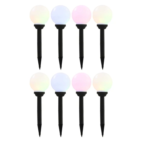 vidaXL Vonkajšie solárne lampy 8 ks 15 cm LED guľové RGB