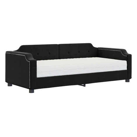 vidaXL Denná posteľ s matracom čierna 100x200 cm látka