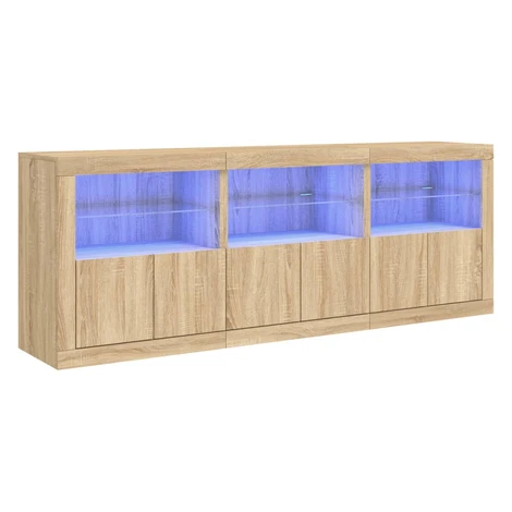 vidaXL Komoda s LED svetlami dub sonoma 181,5x37x67 cm