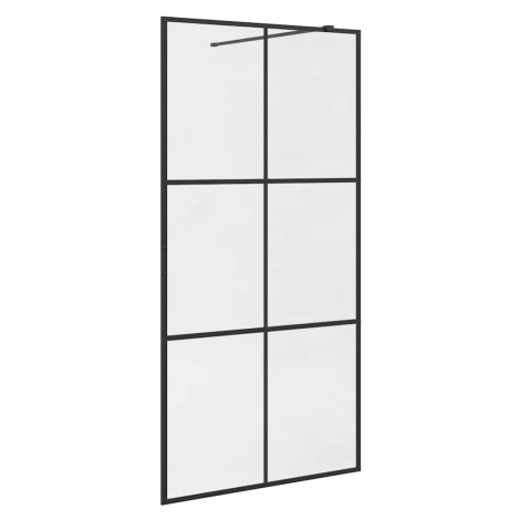 vidaXL Sprchová zástena s priehľadným ESG sklom 100x195 cm čierna