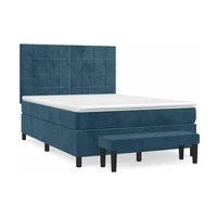 vidaXL Posteľný rám boxsping s matracom tmavomodrý 140x200 cm zamat