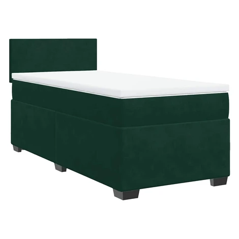 vidaXL Posteľný rám boxsping s matracom tmavozelený 90x200 cm zamat