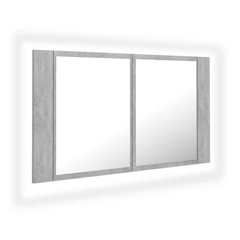 vidaXL LED kúpeľňová zrkadlová skrinka betónová sivá 80x12x45 cm akryl