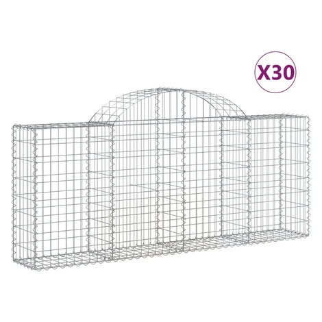 vidaXL Oblúkové gabionové koše 30ks 200x30x80/100cm pozinkované železo