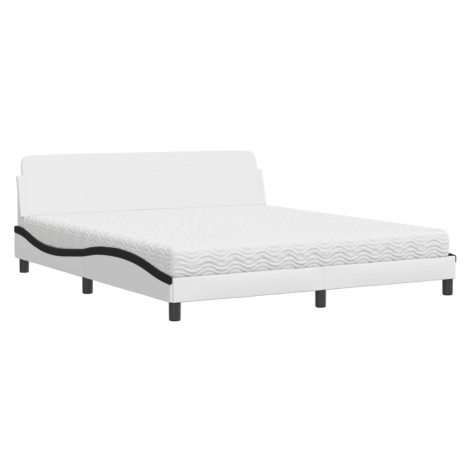 vidaXL Posteľ s matracom Dover bielo-čierna 180x200 cm umelá koža