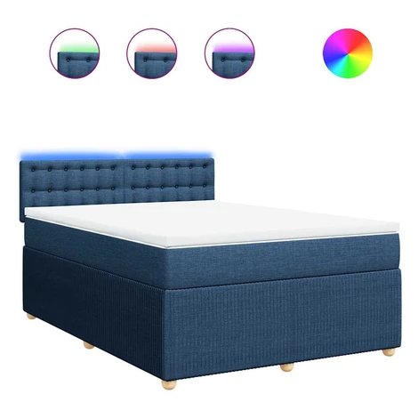 vidaXL Posteľný rám boxspring s matracom modrý 140x200 cm látka