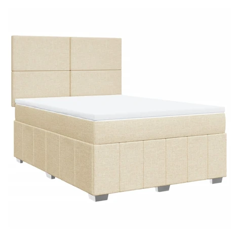 vidaXL Posteľný rám boxspring s matracom krémový 160x200 cm látka