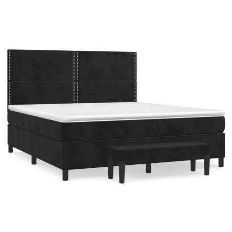 vidaXL Posteľný rám boxspring s matracom čierny 180x200 cm zamat