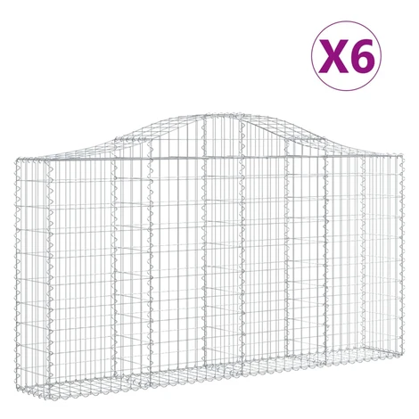 vidaXL Oblúkové gabiónové koše 6ks 200x30x100/120cm pozinkované železo