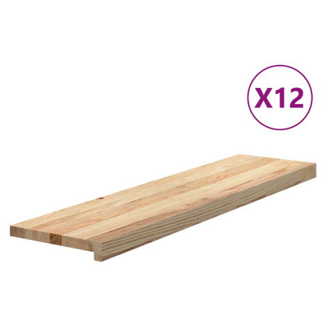 vidaXL Schodiskové stupne 12 ks 100x30x2 cm neošetrený dubový masív