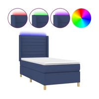 vidaXL Posteľ boxsping s matracom a LED modrá 80x200 cm látka