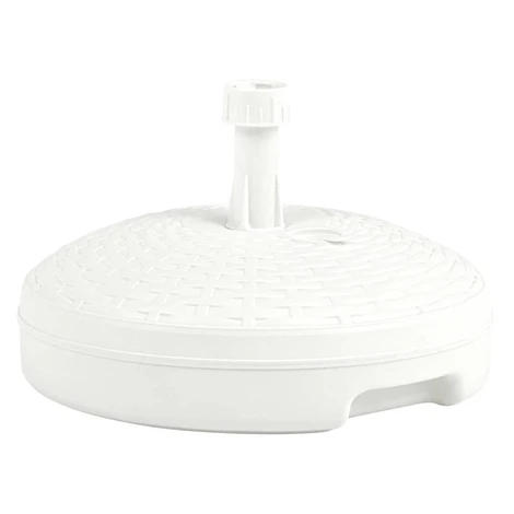 vidaXL Stojan na slnečník, náplň piesok/voda 20 l, biely, plast ratan