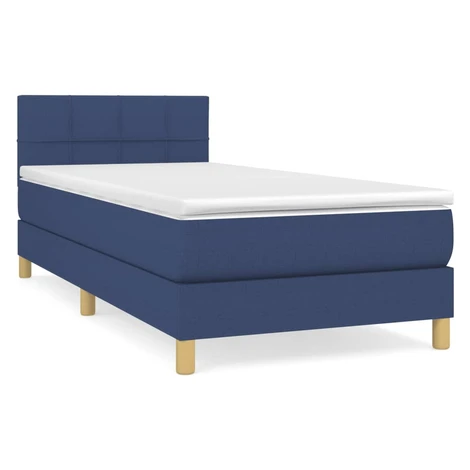 vidaXL Posteľný rám boxsping s matracom modrý 80x200 cm látka