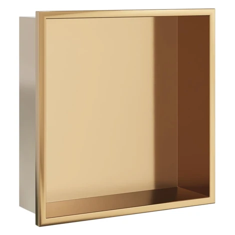 vidaXL Výklenok do sprchy brúsený zlatý 32x32x9 cm nerezová oceľ