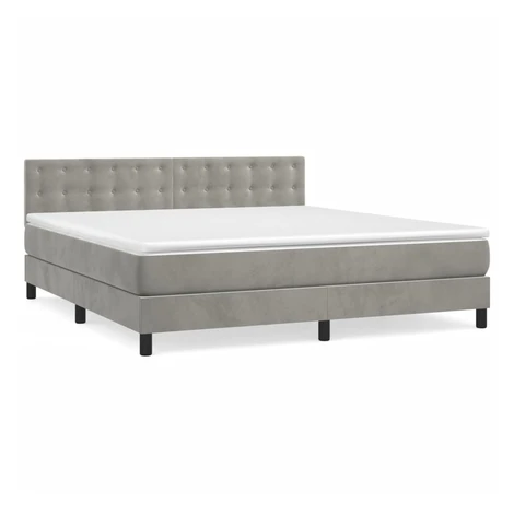vidaXL Posteľný rám boxsping s matracom bledosivý 160x200 cm zamat